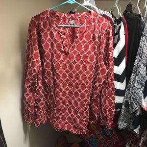 Burnt orange and white patterned shirt